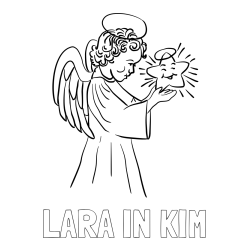 Online izdelana pobarvanka - Pobarvanka imena LARA IN KIM in pobarvanka angela z zvezdo