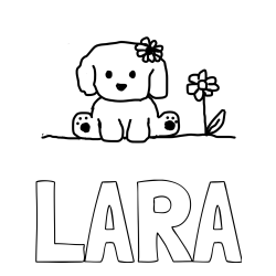 Pobarvanka imena LARA in KUŽIKA