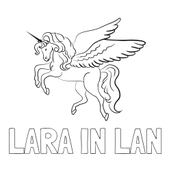 Pobarvanka imena LARA IN LAN in lepa pobarvanka samoroga