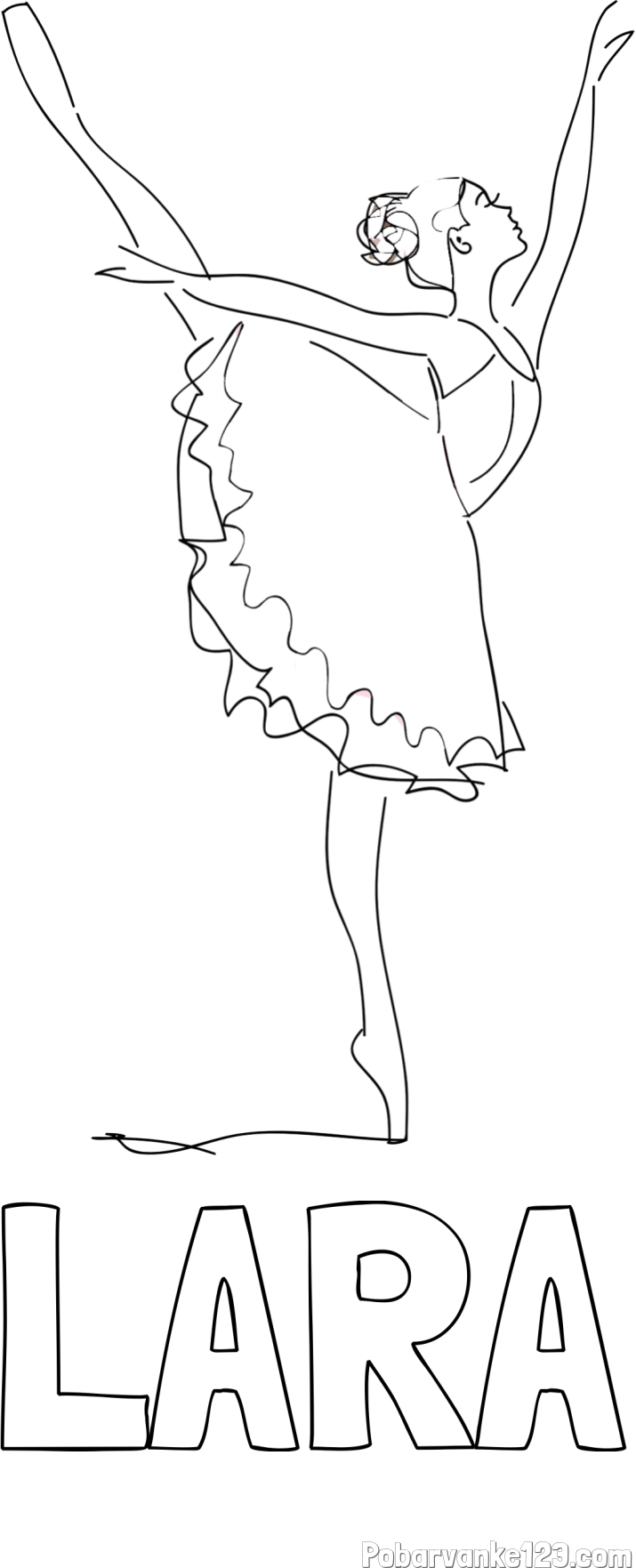 Pobarvanka imena LARA in pobarvanka ljubke baletke