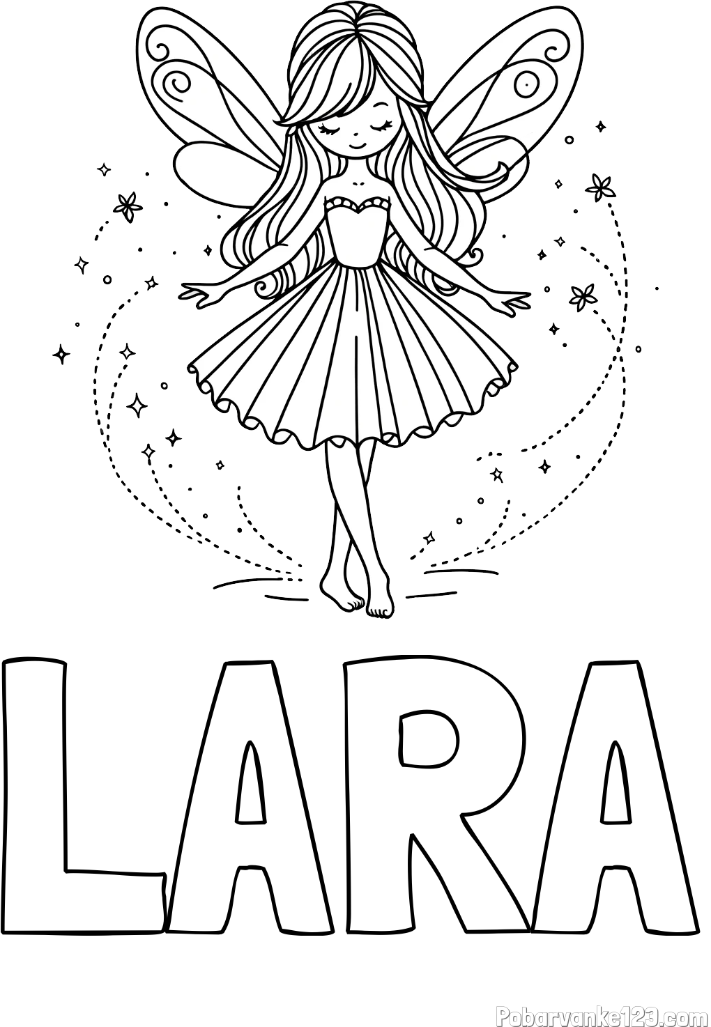 Pobarvanka imena LARA in pobarvanka ljubke čarobne vile