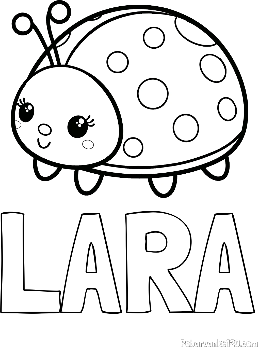 Pobarvanka imena LARA in pobarvanka ljubke pikapolonice