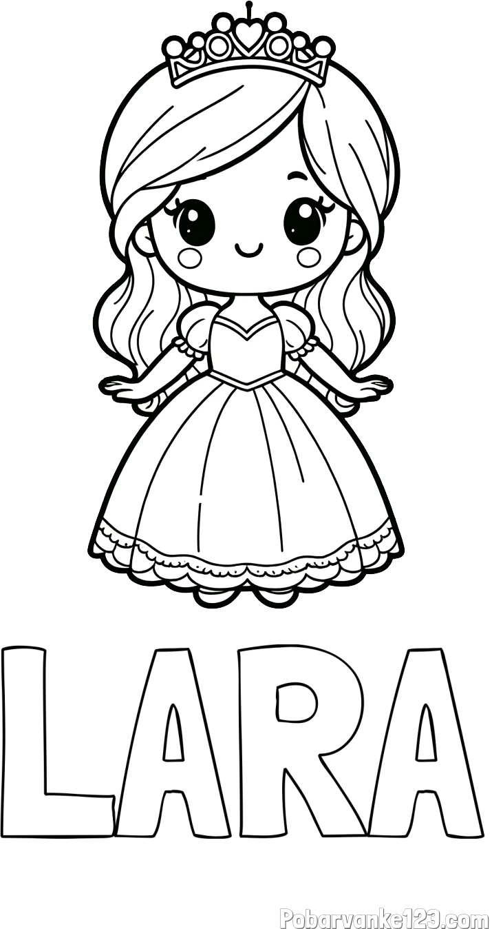 Pobarvanka imena LARA in pobarvanka ljubke princeske