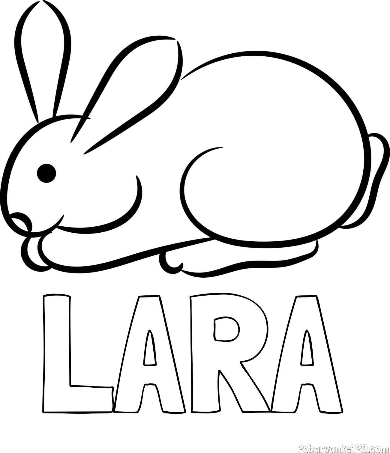 Pobarvanka imena LARA in pobarvanka majhnega zajčka
