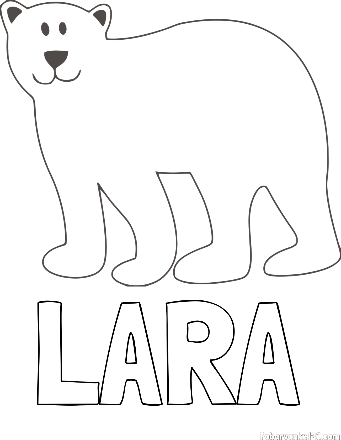 Pobarvanka imena LARA in pobarvanka polarnega medveda