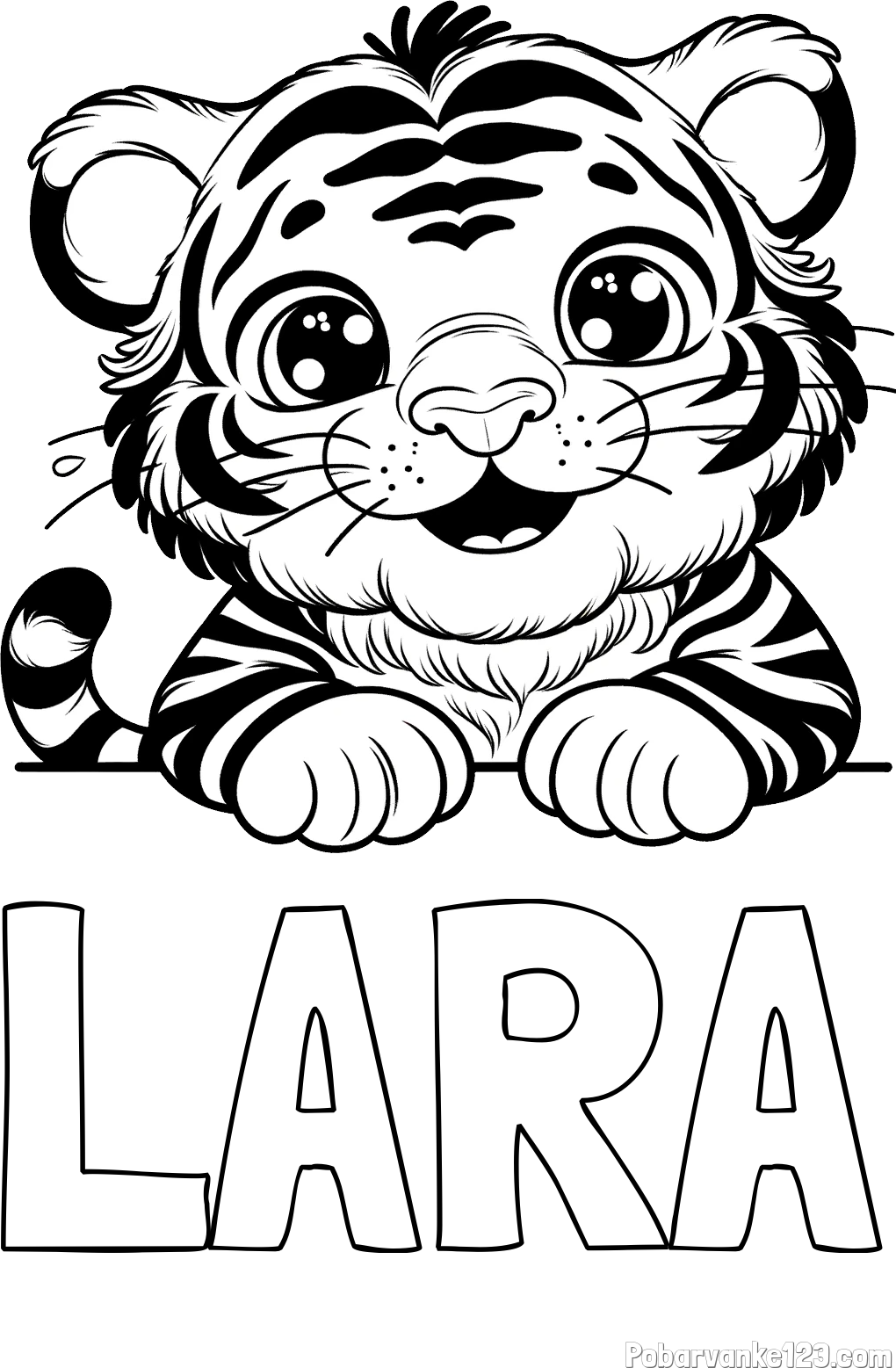 Pobarvanka imena LARA in pobarvanka tigrček