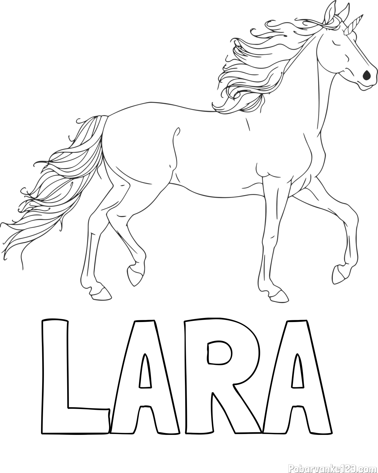 Pobarvanka imena LARA in samorog