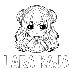 Online izdelana pobarvanka - Pobarvanka imena LARA KAJA in pobarvanka prikupne punčke v anime slogu