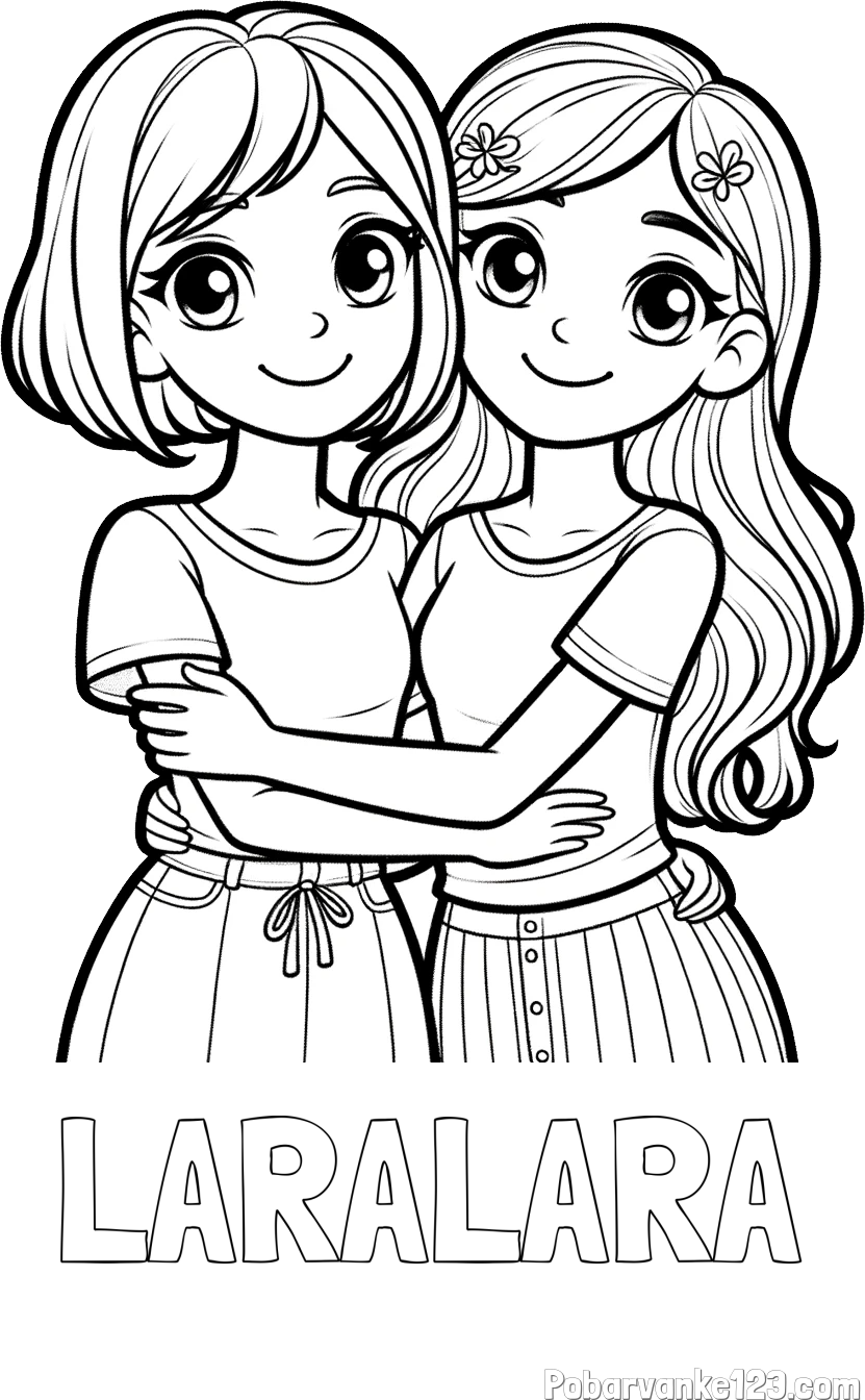 Pobarvanka imena LARALARA in pobarvanka ljubkih prijateljic