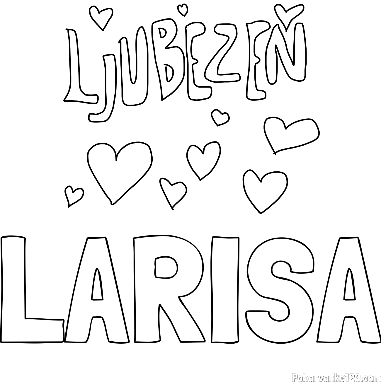 Pobarvanka imena LARISA in pobarvanka ljubezni ❤