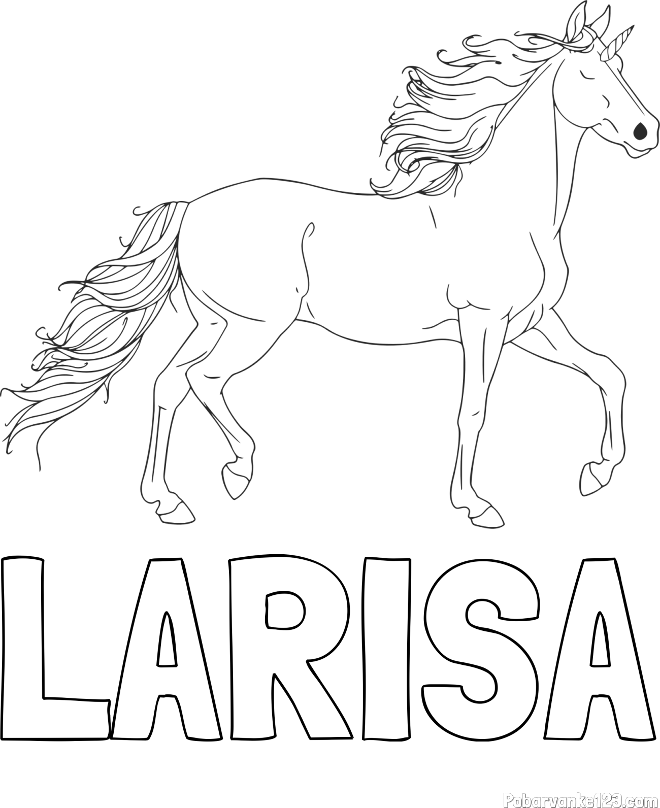 Pobarvanka imena LARISA in samorog