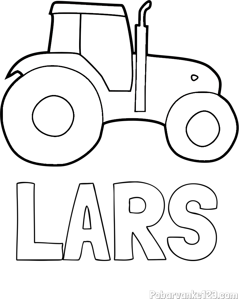 Pobarvanka imena LARS in otroška pobarvanka traktorja