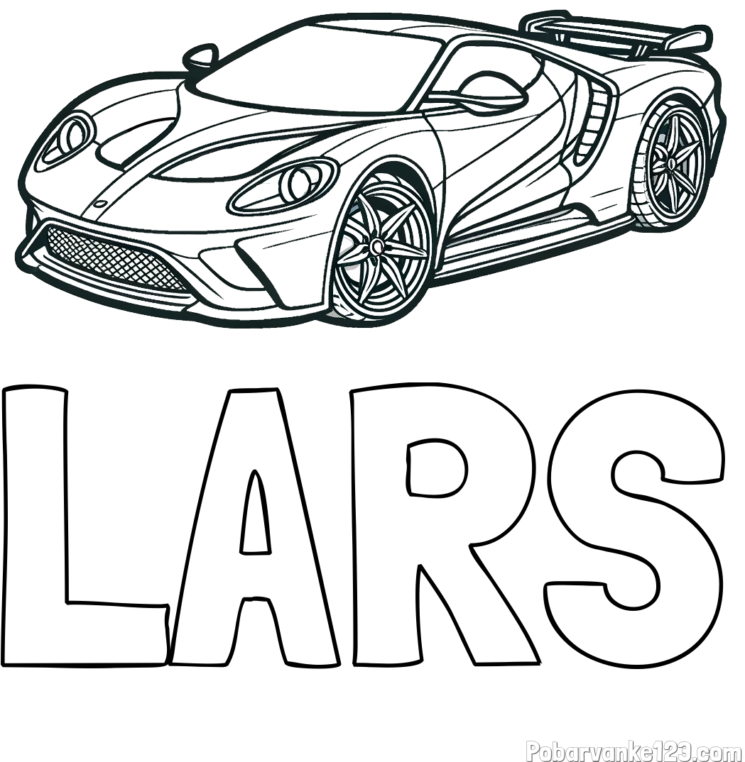 Pobarvanka imena LARS in Športni avtomobil