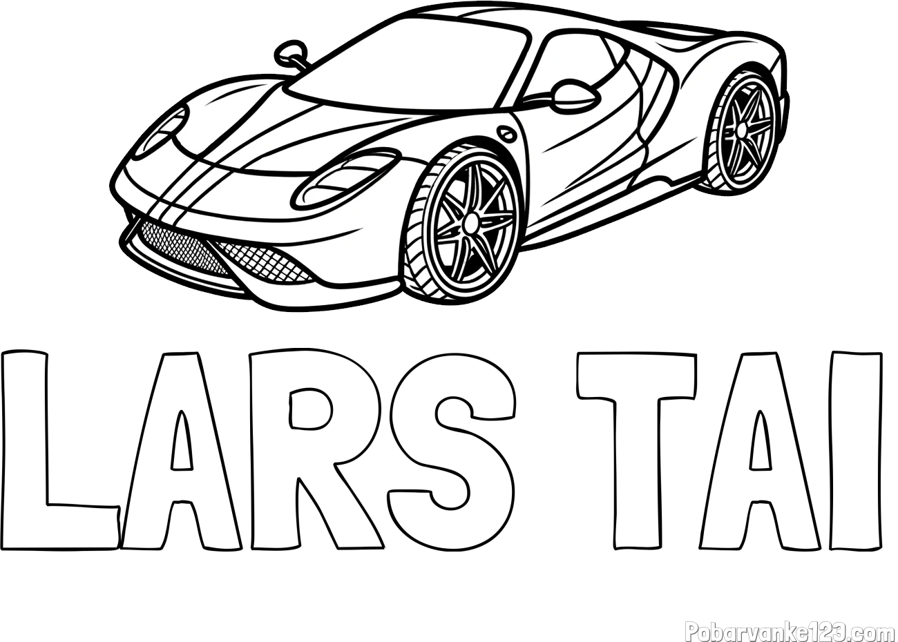 Pobarvanka imena LARS TAI in pobarvanka dirkalnega avtomobila