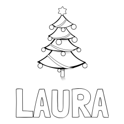 Pobarvanka imena LAURA in božična smreka