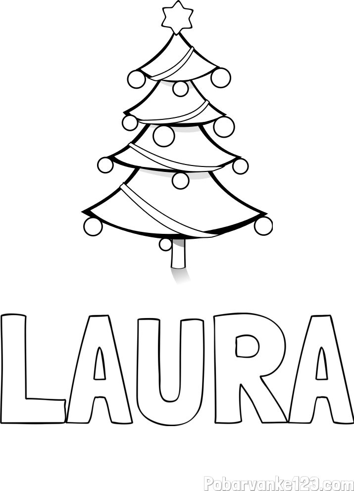 Pobarvanka imena LAURA in božična smreka