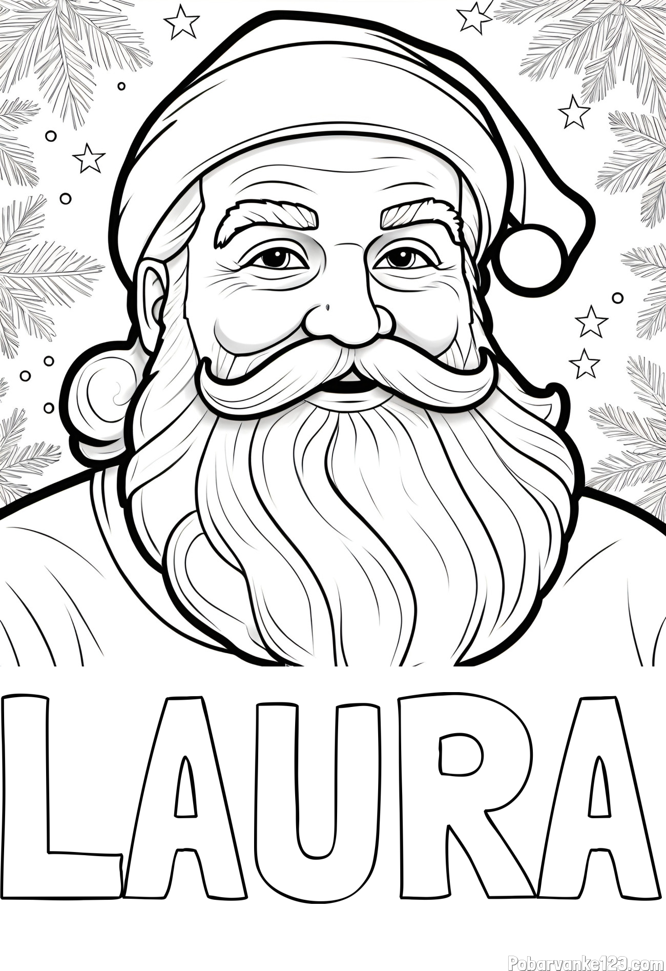 Pobarvanka imena LAURA in Čudovita pobarvanka nasmejanega Božička
