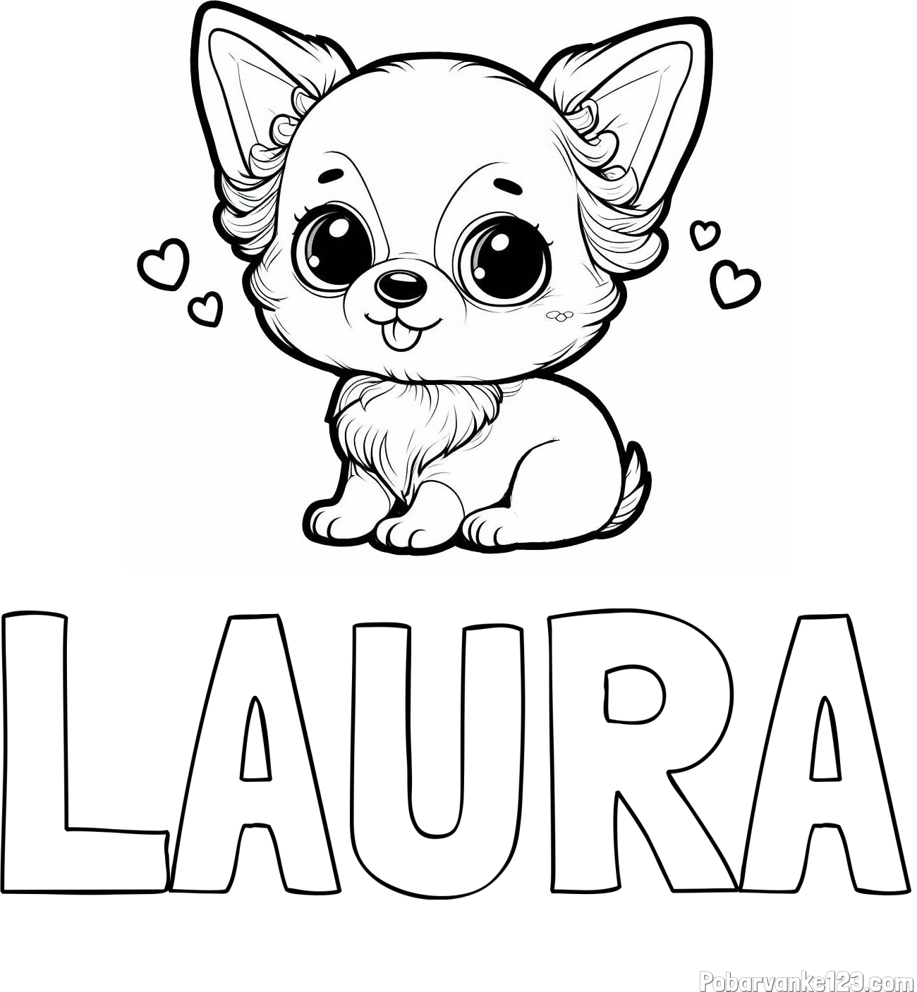 Pobarvanka imena LAURA in pobarvanka čivave