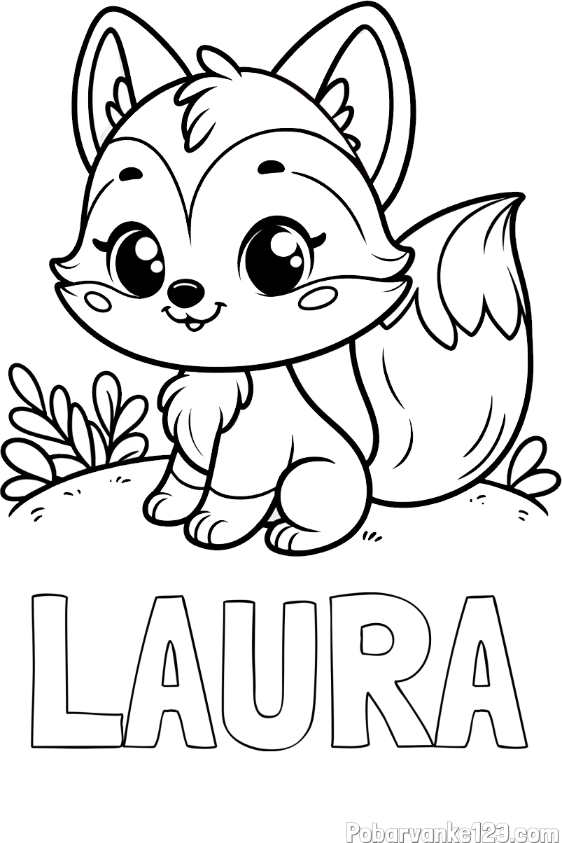 Pobarvanka imena LAURA in pobarvanka lisičke