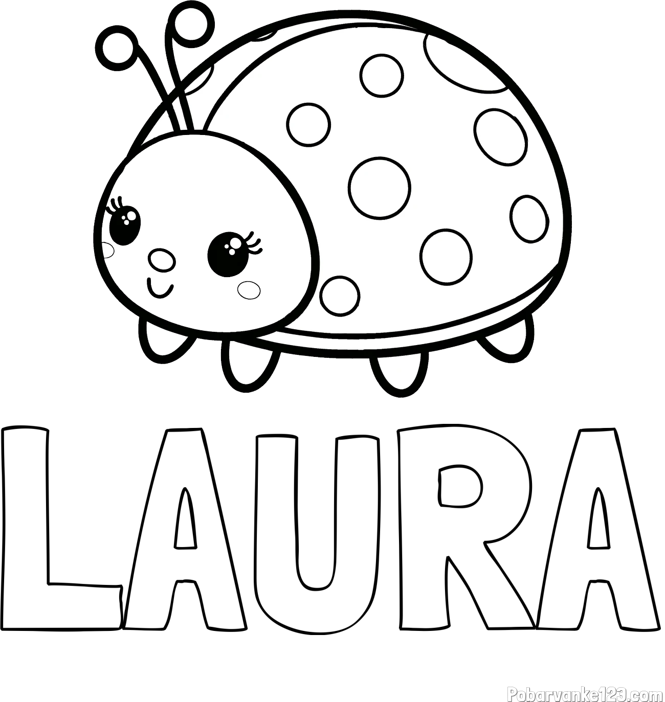 Pobarvanka imena LAURA in pobarvanka ljubke pikapolonice