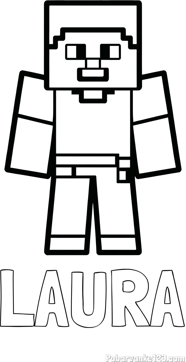 Pobarvanka imena LAURA in pobarvanka Minecraft figurice