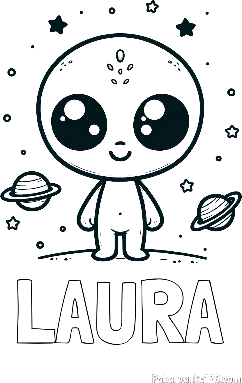 Pobarvanka imena LAURA in pobarvanka vesoljec