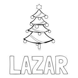 Online izdelana pobarvanka - Pobarvanka imena LAZAR in božična smreka