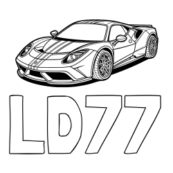 Online izdelana pobarvanka - Pobarvanka imena LD77 in pobarvanka čudovitega športnega avtomobila
