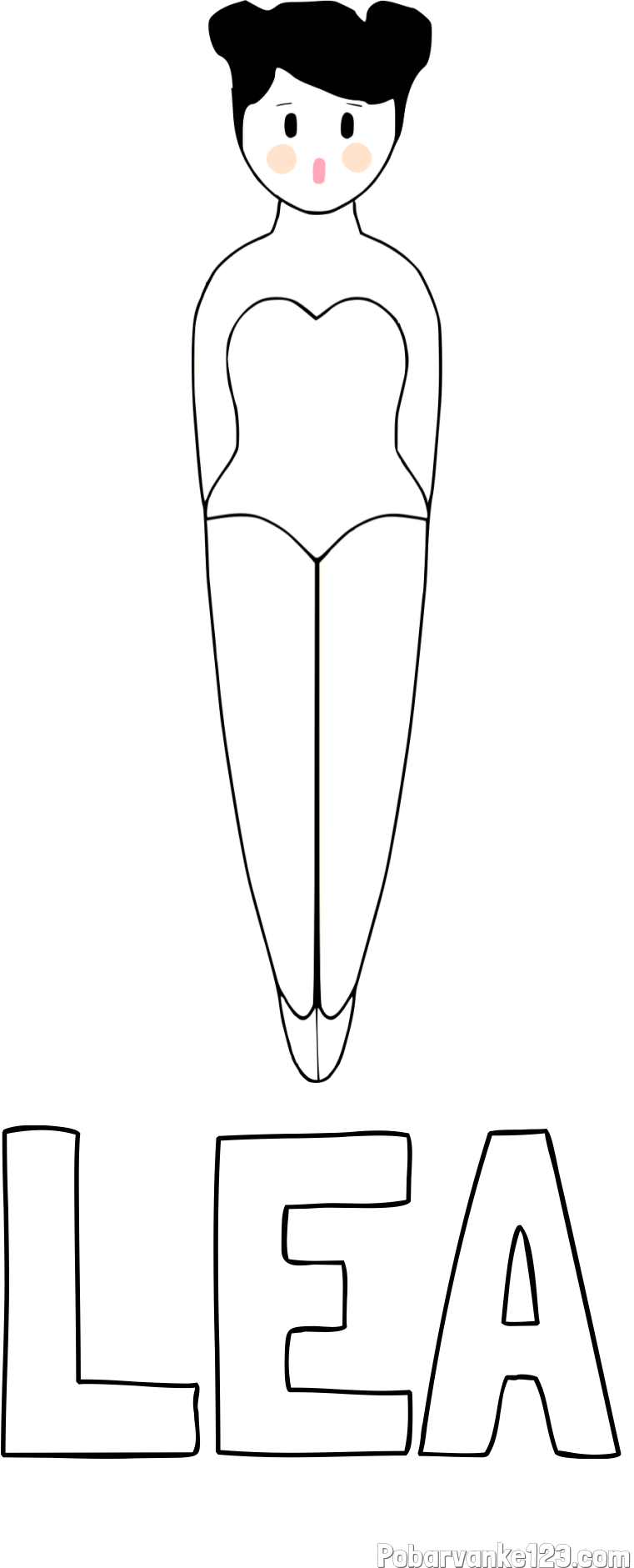 Pobarvanka imena LEA in enostavna pobarvanka baletke