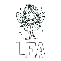 Pobarvanka imena LEA in enostavna pobarvanka čarobne vile