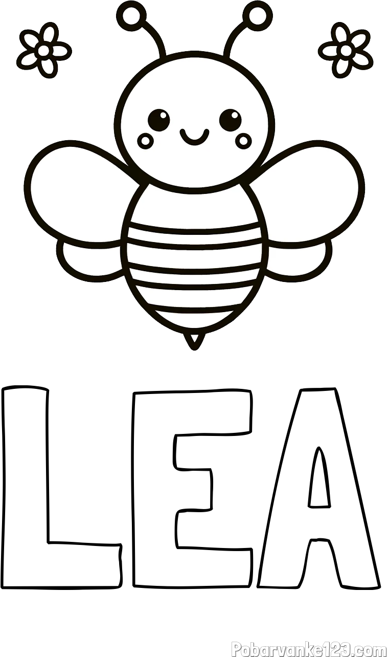 Pobarvanka imena LEA in otroška pobarvanka čebele