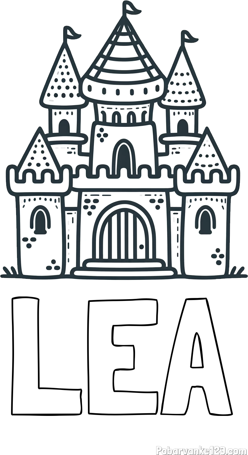 Pobarvanka imena LEA in otroška pobarvanka gradu