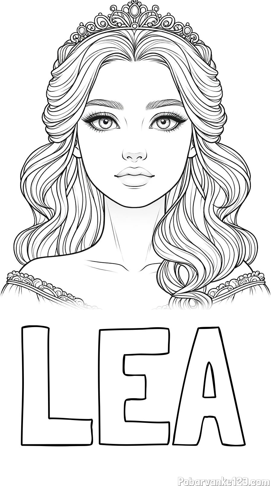 Pobarvanka imena LEA in pobarvanka ljubke princese s krono