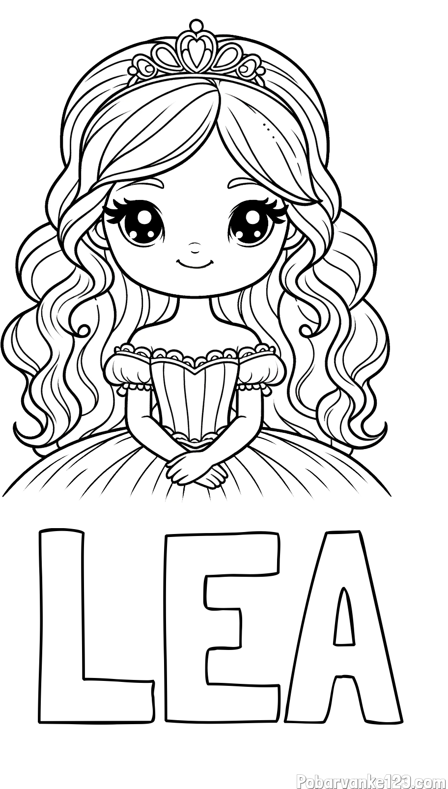 Pobarvanka imena LEA in pobarvanka ljubke princese