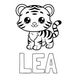 Pobarvanka imena LEA in pobarvanka ljubkega tigrčka