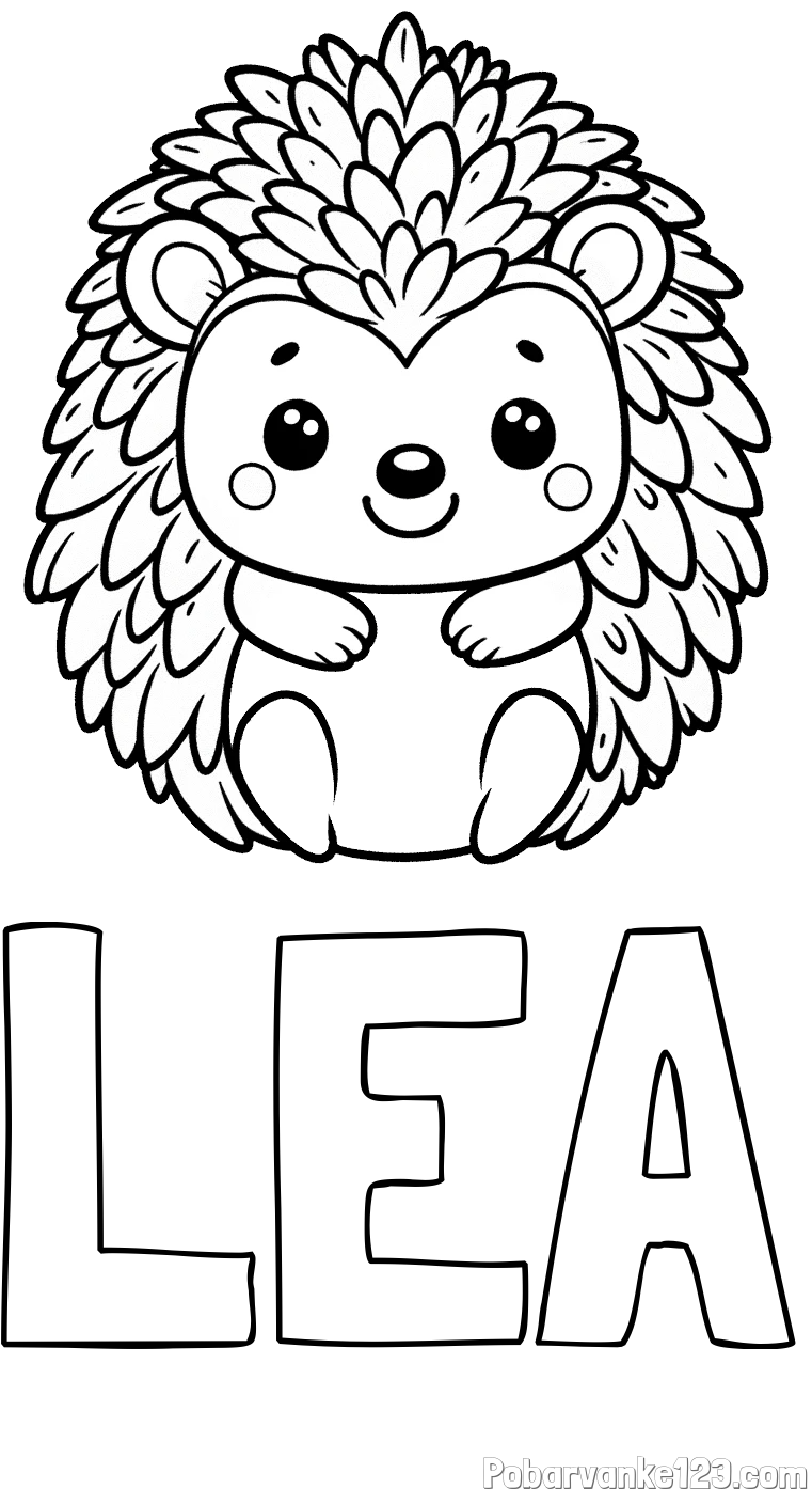 Pobarvanka imena LEA in pobarvanka prikupnega ježa