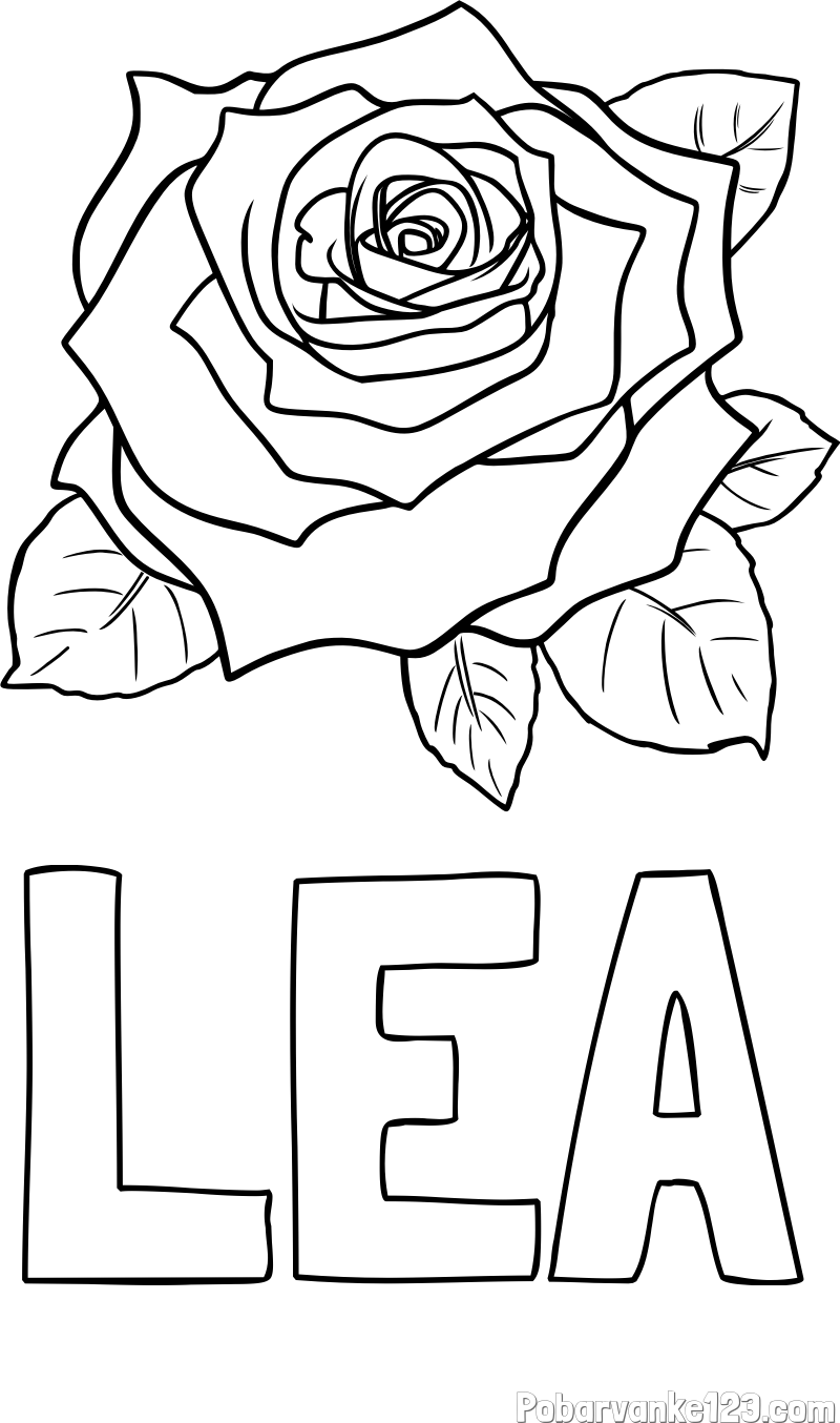 Pobarvanka imena LEA in pobarvanka vrtnice