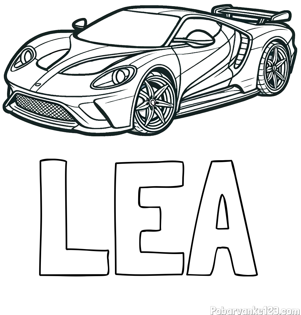 Pobarvanka imena LEA in Športni avtomobil
