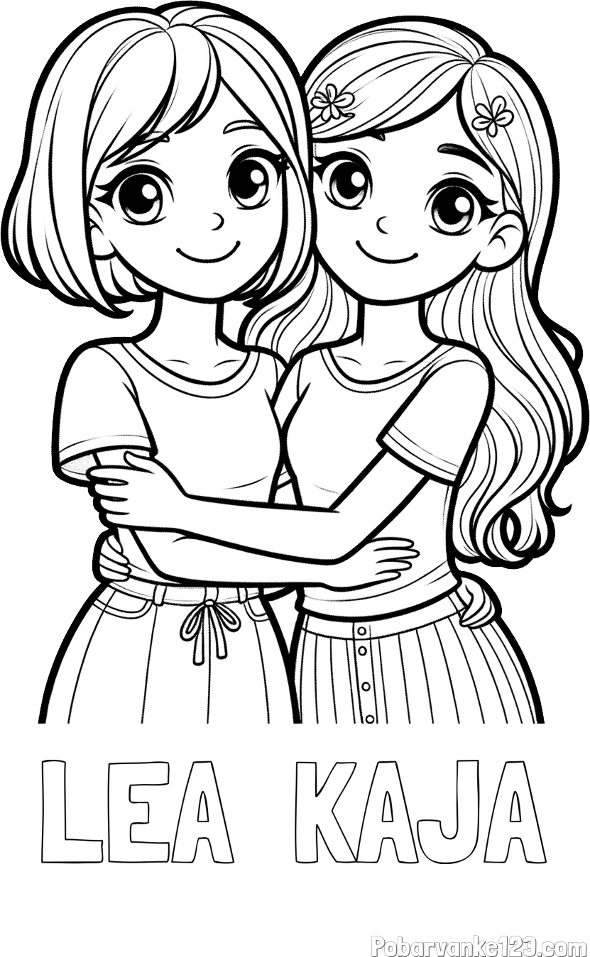 Pobarvanka imena LEA  KAJA in pobarvanka ljubkih prijateljic