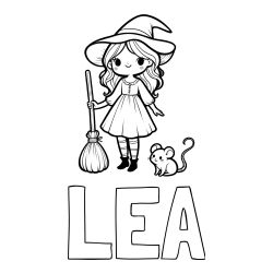 Pobarvanka imena LEA ter prijazne čarovnice