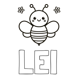 Online izdelana pobarvanka - Pobarvanka imena LEI in otroška pobarvanka čebele