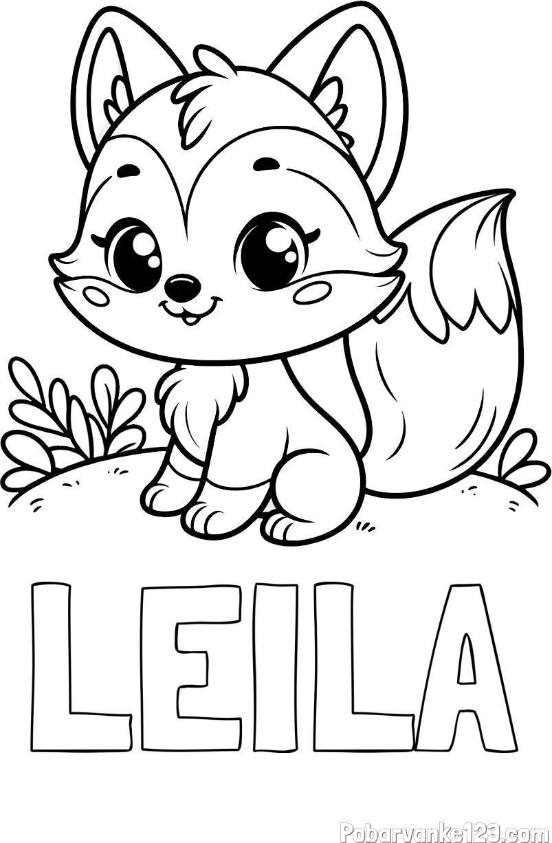 Pobarvanka imena LEILA in pobarvanka lisičke