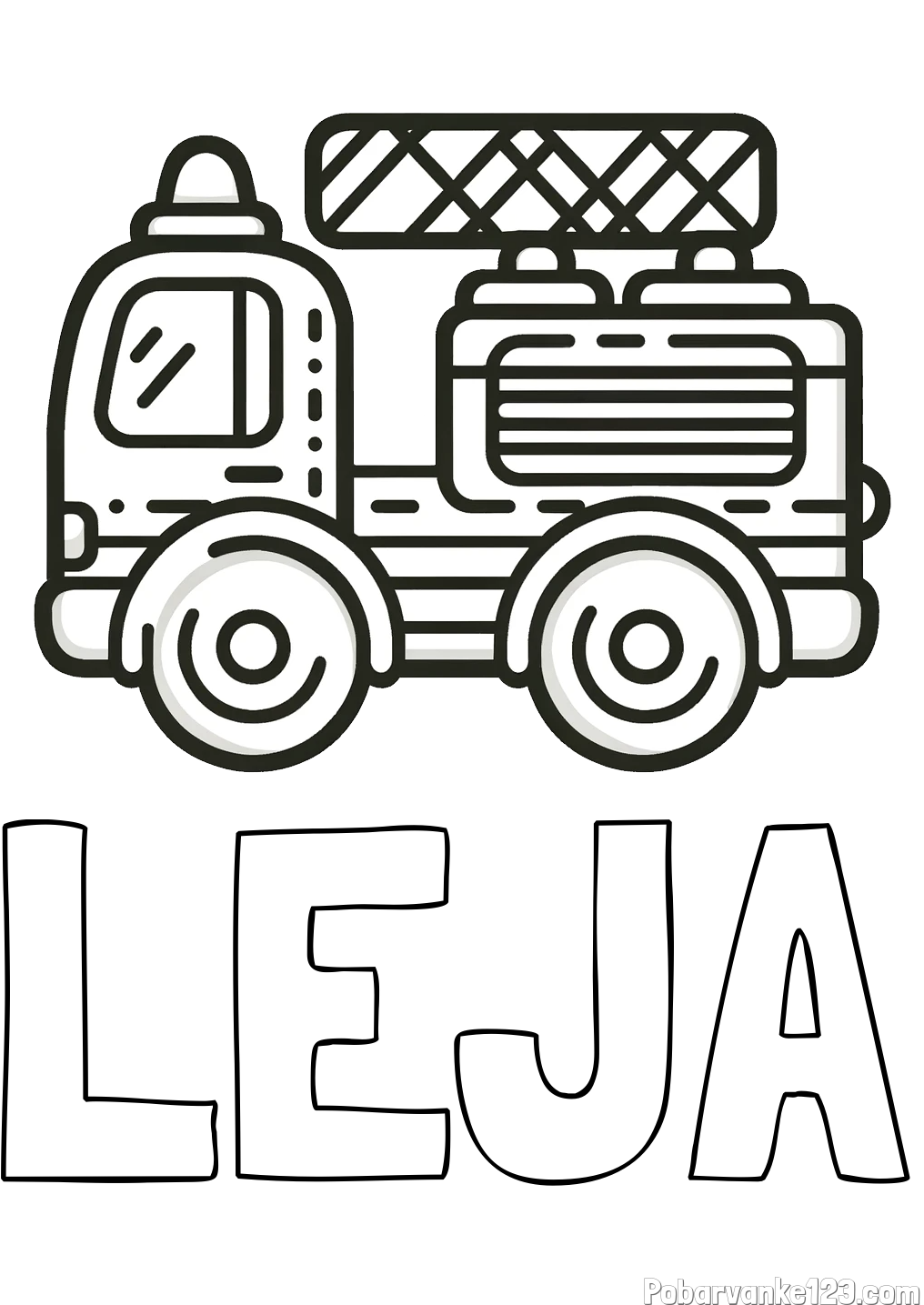Pobarvanka imena LEJA in pobarvanka gasilski avto