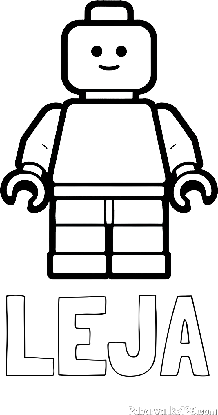 Pobarvanka imena LEJA in pobarvanka LEGO figurice fanta