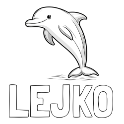 Online izdelana pobarvanka - Pobarvanka imena LEJKO in pobarvanka delfina