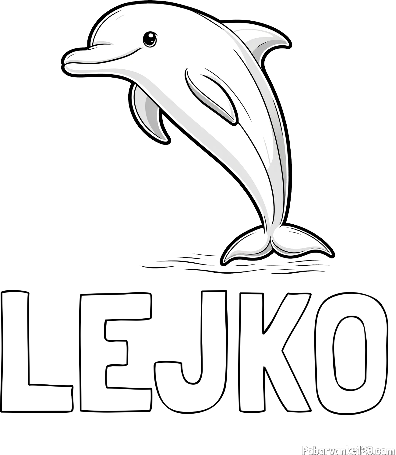 Pobarvanka imena LEJKO in pobarvanka delfina