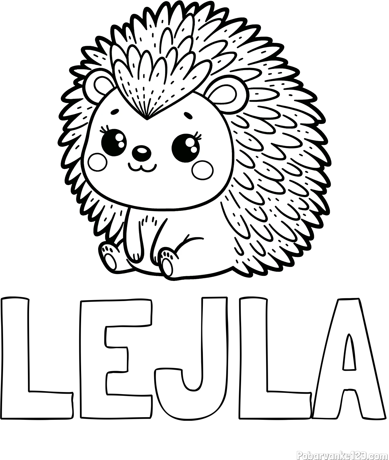 Pobarvanka imena LEJLA in pobarvanka nasmejanega ježka
