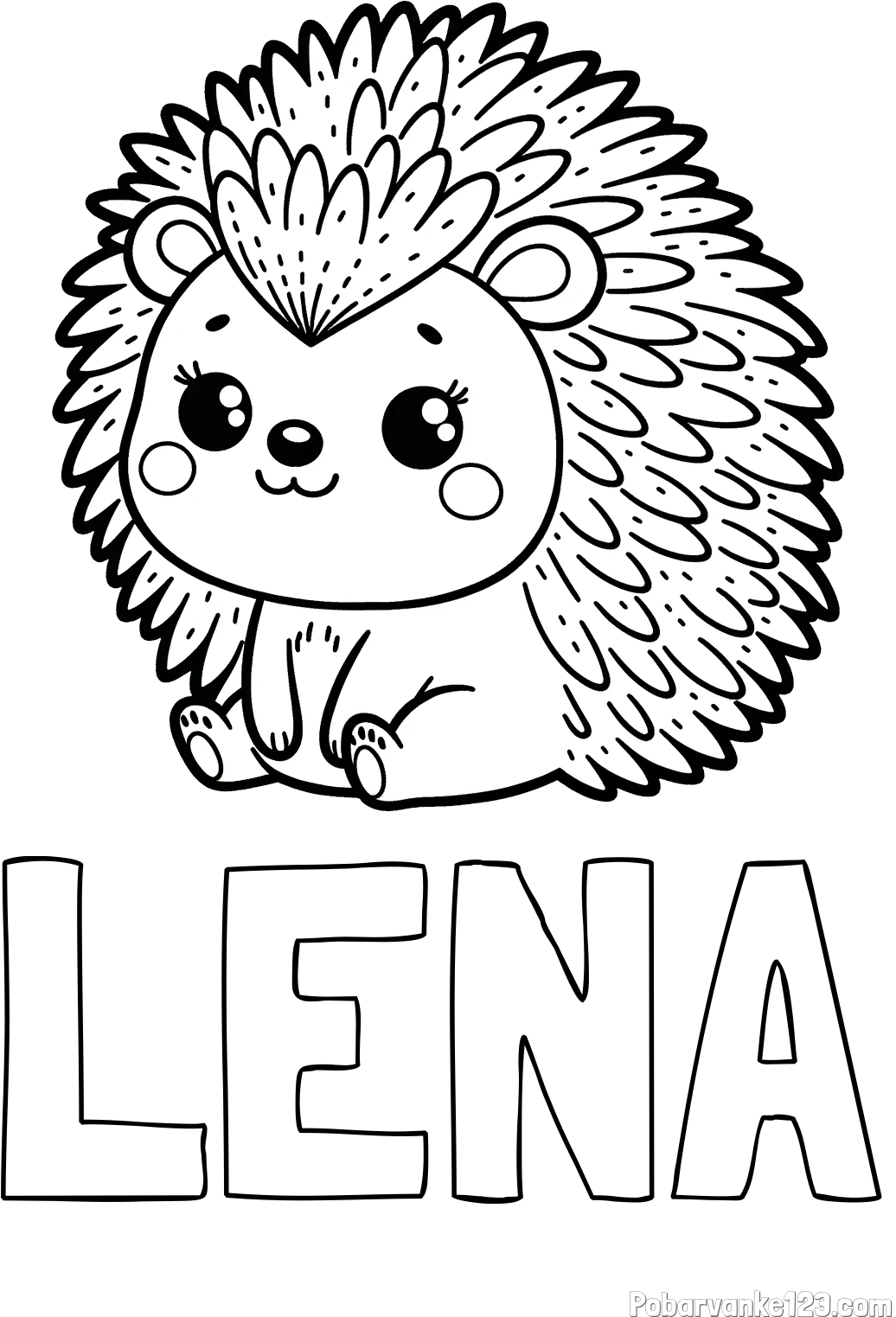 Pobarvanka imena LENA in pobarvanka nasmejanega ježka