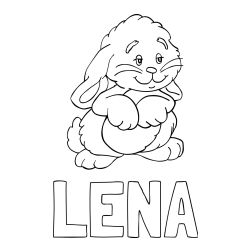 Pobarvanka imena LENA TER ZAJČKA