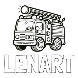 Pobarvanka imena LENART in otroška pobarvanka preprostega gasilskega avta